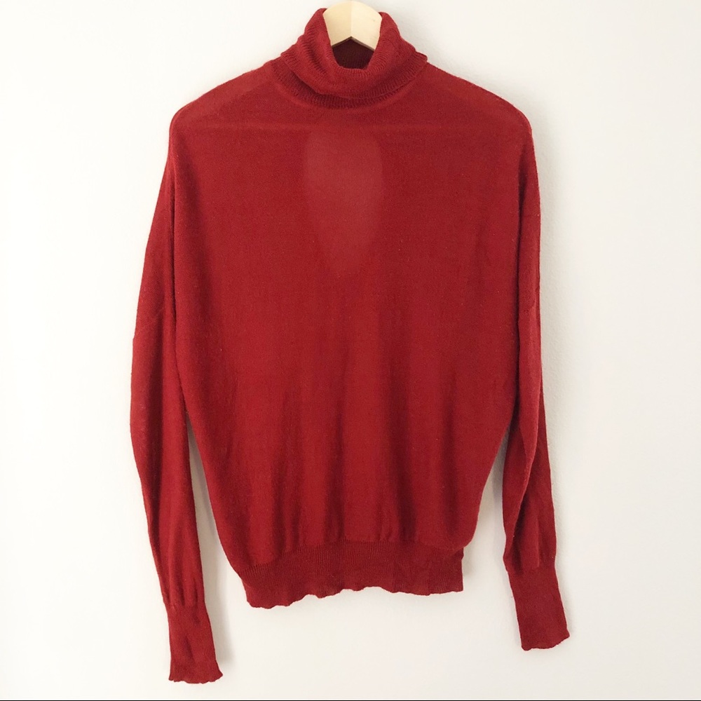 Dara Knit Red Sweater Keyhole Back Turtleneck